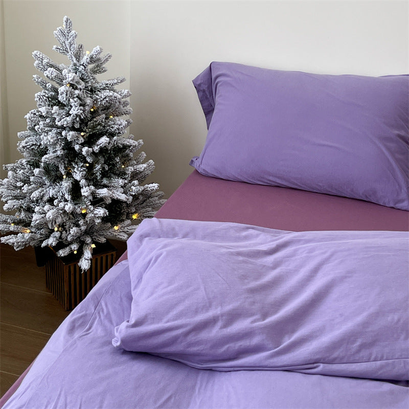 Skin-friendly cotton percale bedding set with fitted sheet and pillowcases