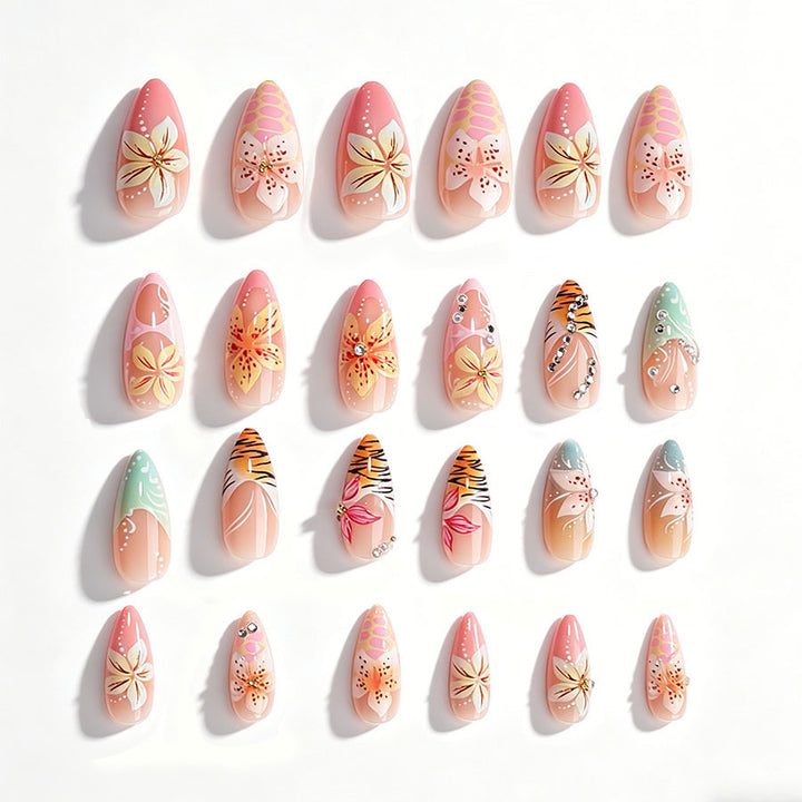 Artistic 3D Nail Tips with Botanical Decorations Stornfield