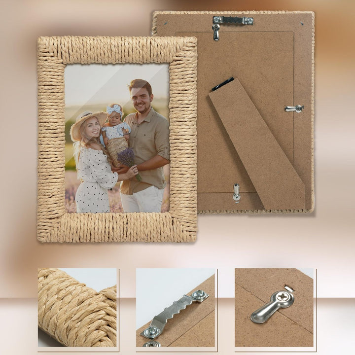 Artful picture frame made of woven natural material Stornfield