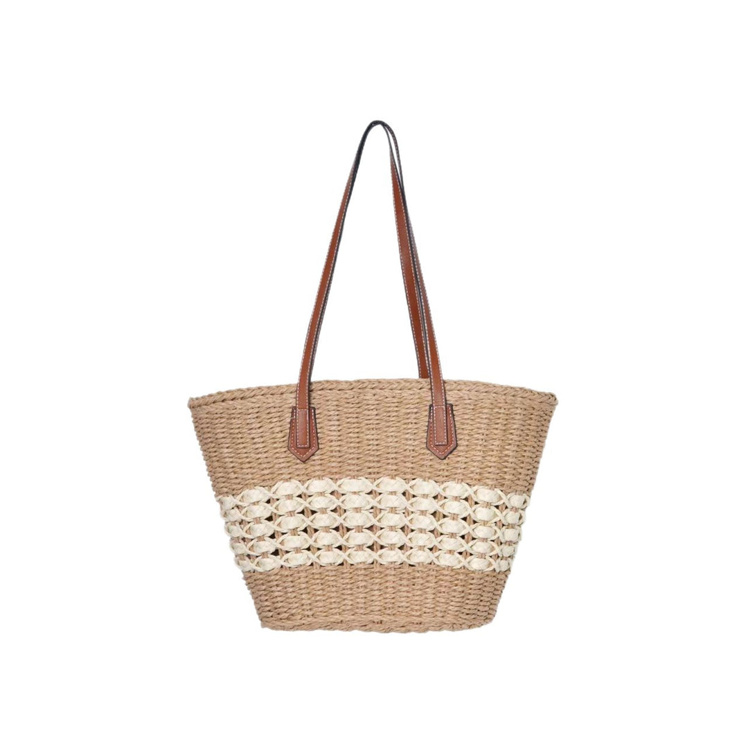 Braided shopping bag with faux leather handles Stornfield