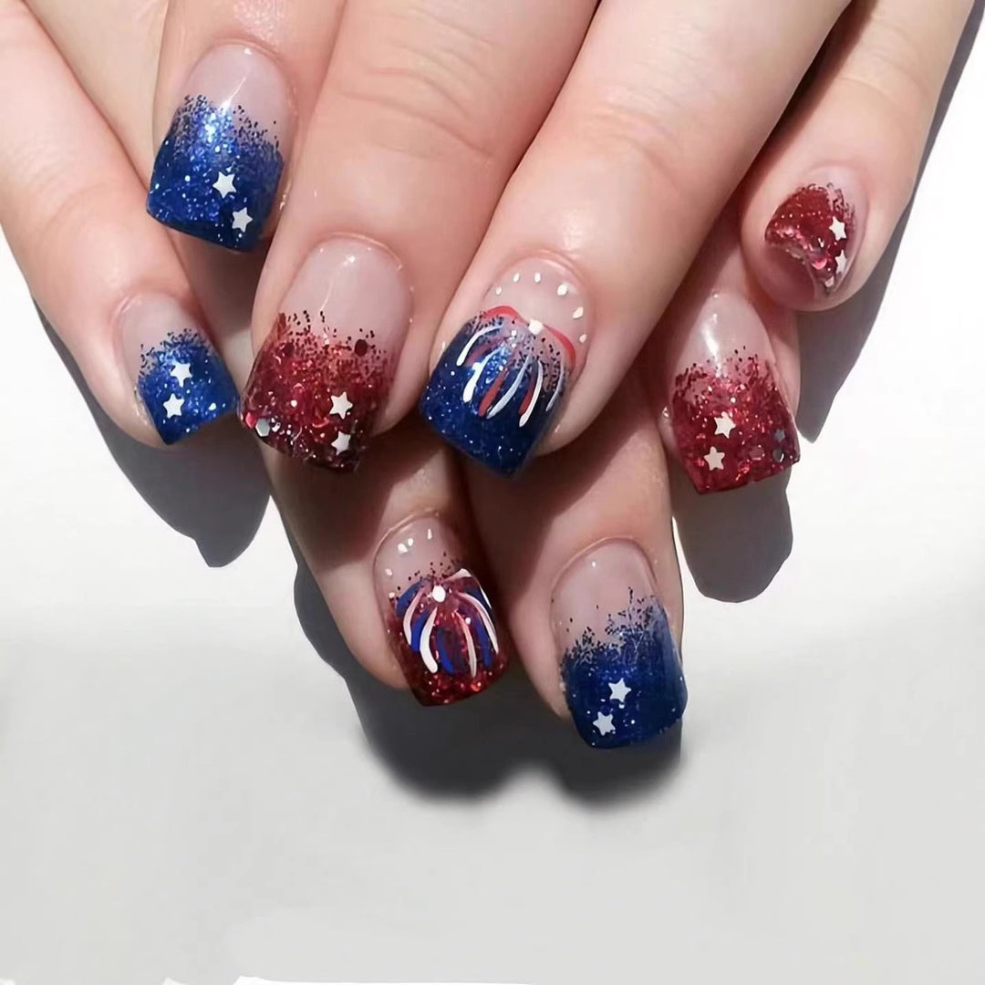 Patriotic Gel Nail Art Extensions Stornfield