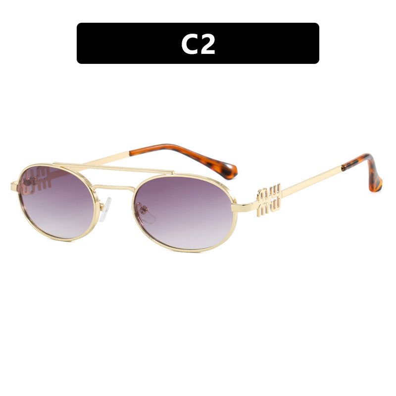 Women's elegant oval sunglasses with luxurious metal frame Stornfield