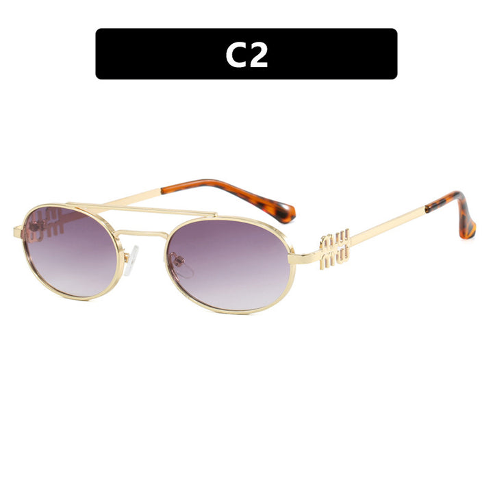 Women's elegant oval sunglasses with luxurious metal frame Stornfield