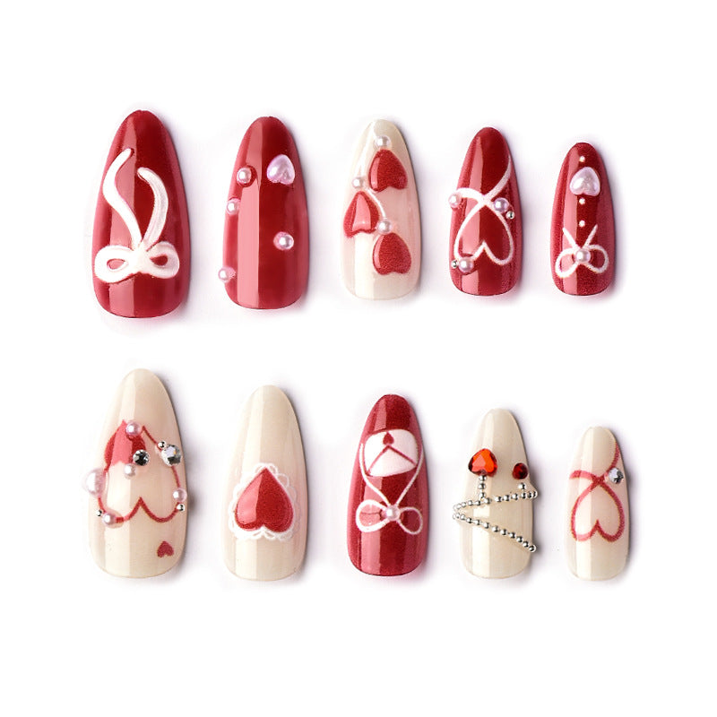 Heart-Themed Press-On Nail Art Set