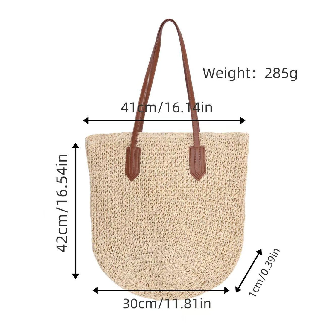 Braided tote bag with long leather handles Stornfield
