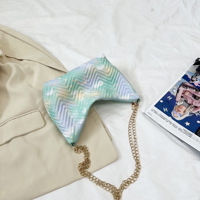 Quilted Chain-Detail Clutch Handbag