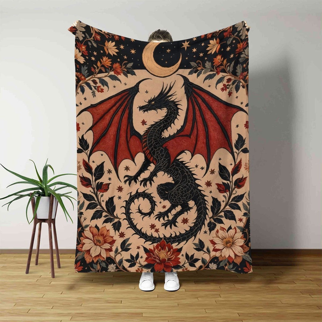Dragon-Themed Mystical Fleece Blanket