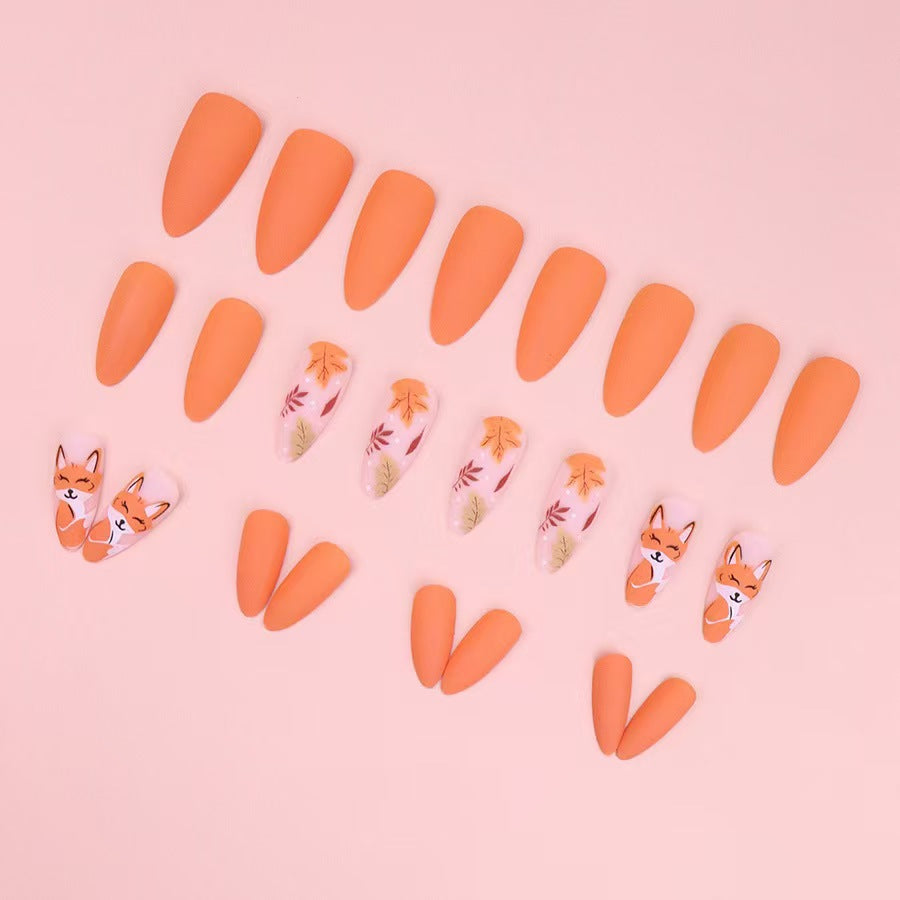 Artistic Press-On Nail Set with Floral and Character Design Stornfield