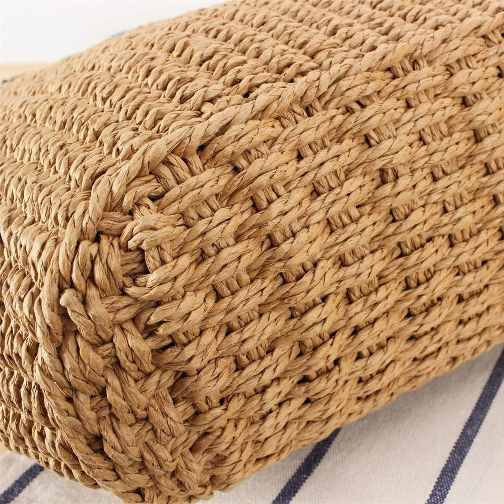 Natural raffia tote bag with elegant leather detail Stornfield