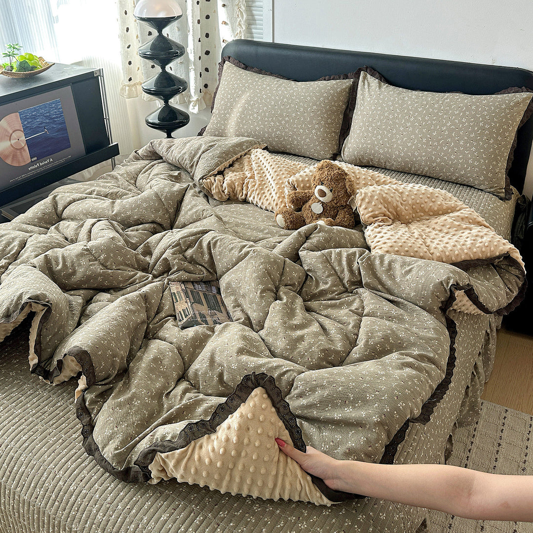 Plush Minky Dot Quilted Comforter Set