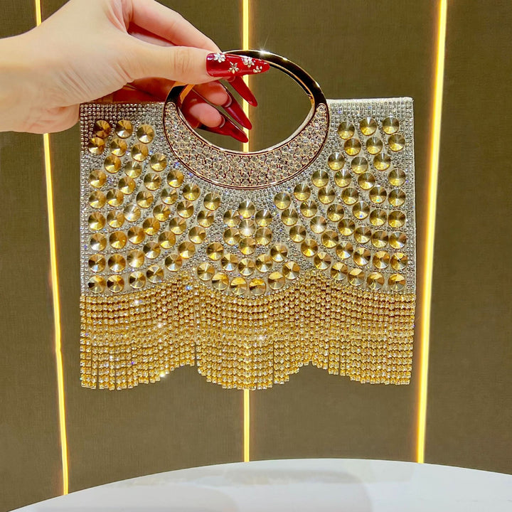 Rhinestone Fringe Evening Clutch