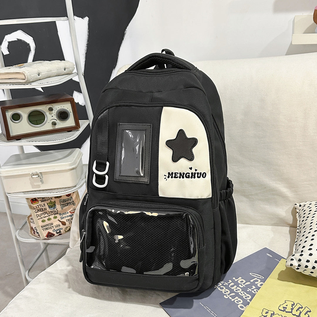 Structured Casual Backpack with Transparent Pocket Stornfield