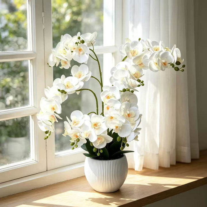 Lifelike Decorative Orchid Arrangement for Indoor Display