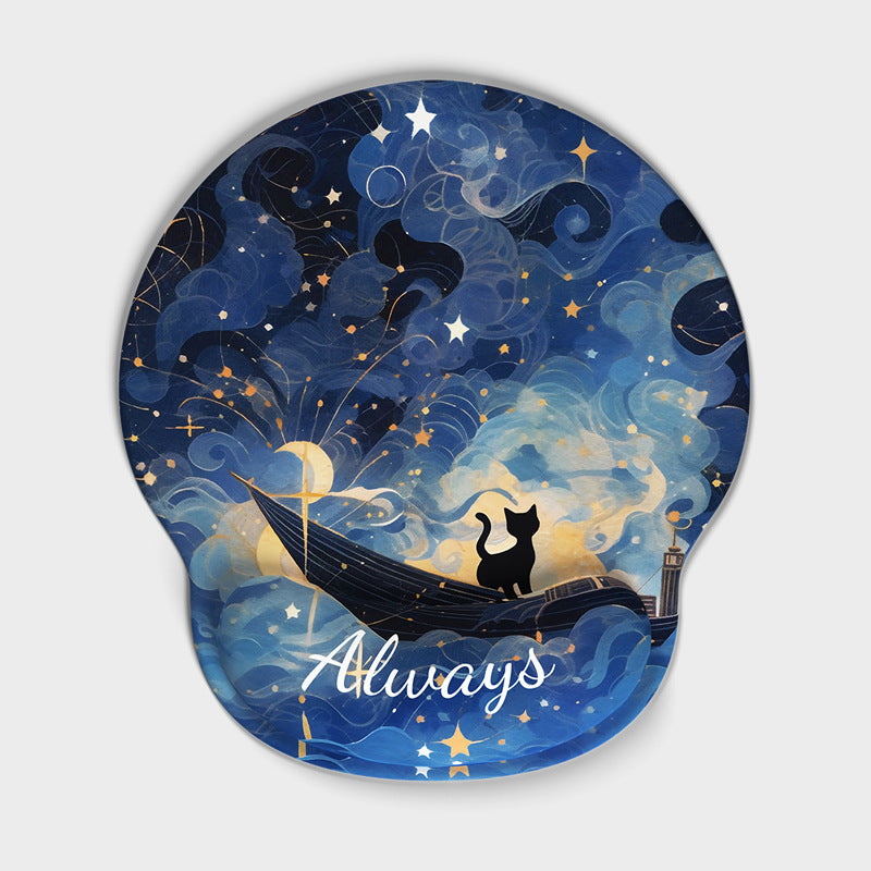 Artistic Cat-Themed Ergonomic Mouse Pad