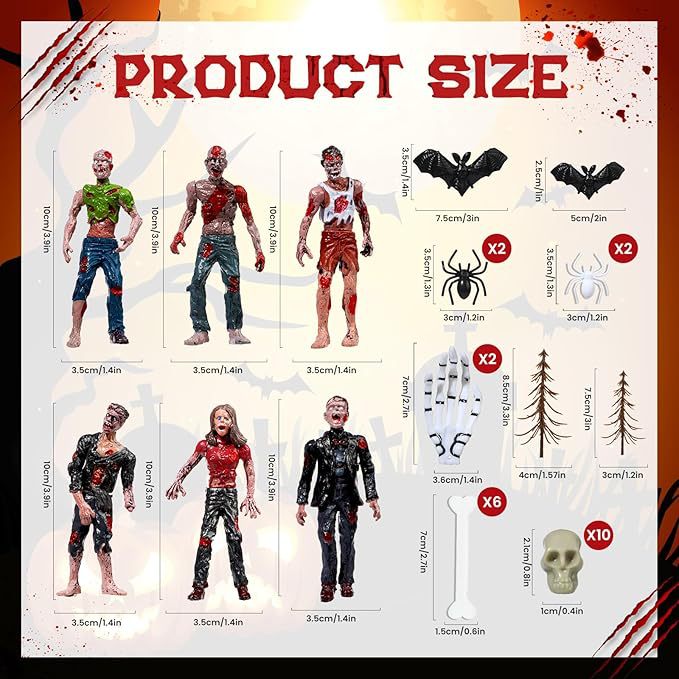 Creepy Halloween Cake Decoration Set with Zombies, Skulls, and Acrylic Splinters