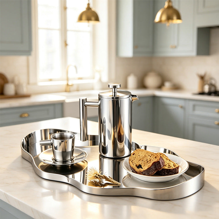 Sculptural Mirrored Decorative Serving Tray