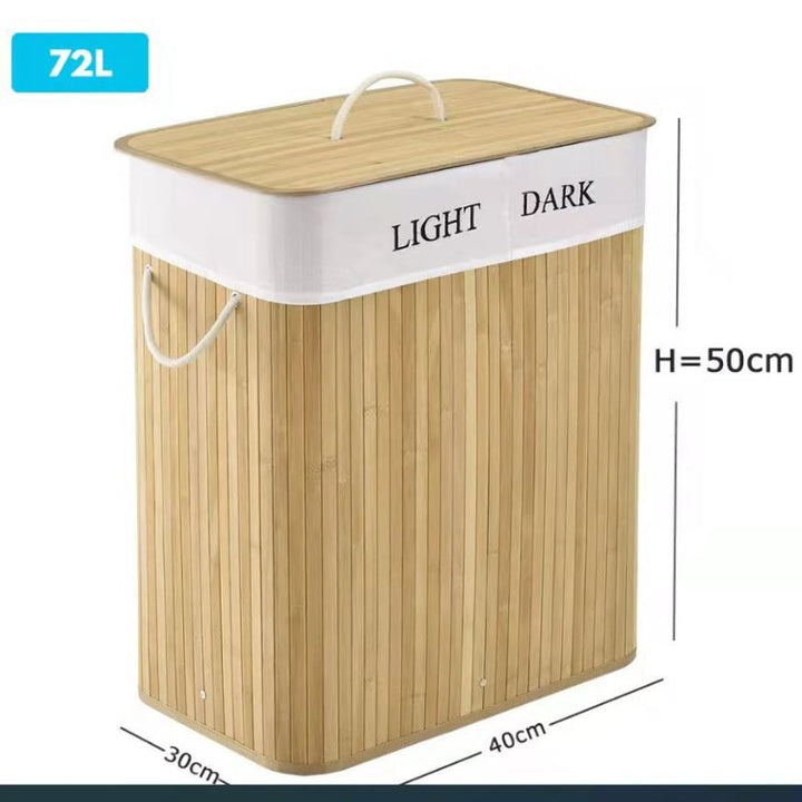 Elegant Laundry Basket Made of Bamboo with Practical Lid Stornfield