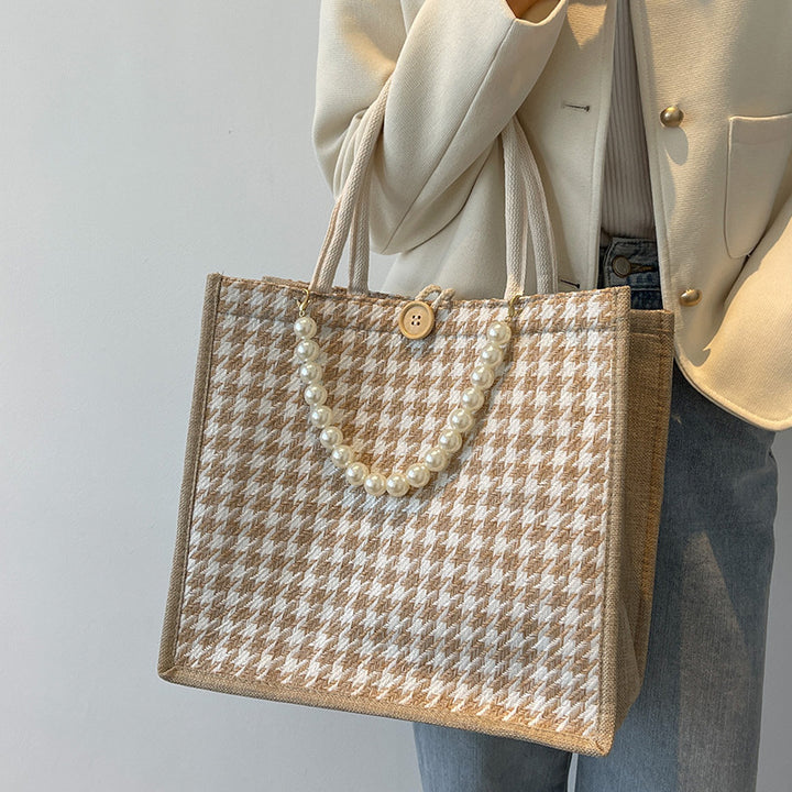 Houndstooth Patterned Tote Bag