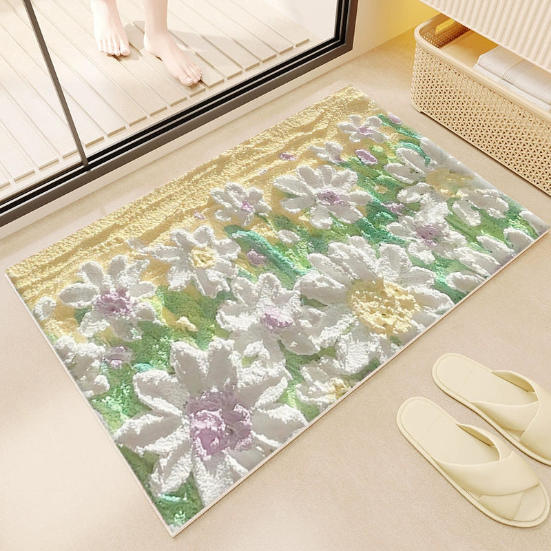 Floral Cloud-Patterned Bath Mat for Bathroom
