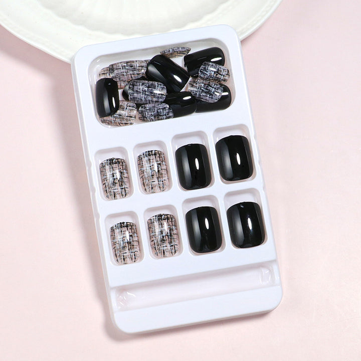 Glossy Artistic Press-On Nail Set with Abstract Design Stornfield