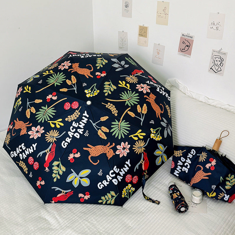 Women Folding Umbrella with Striking Flower Pattern Stornfield