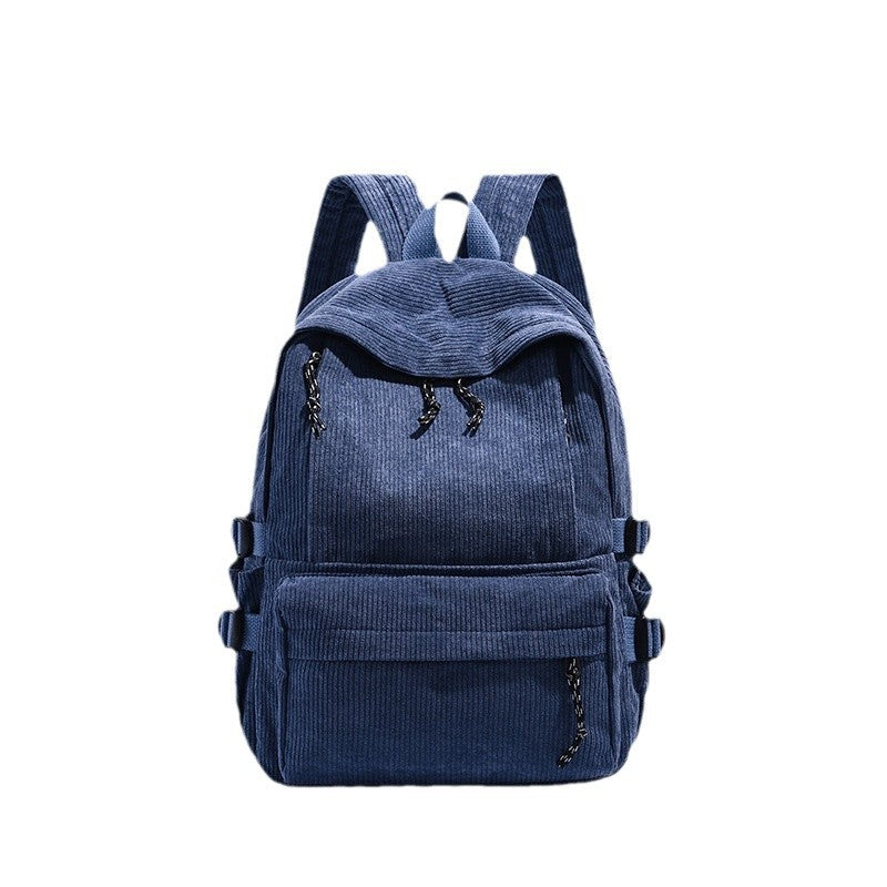 Corduroy Backpack with Cute Character Keychain Stornfield