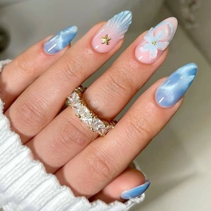 Art nail set with glitter and flower designs Stornfield