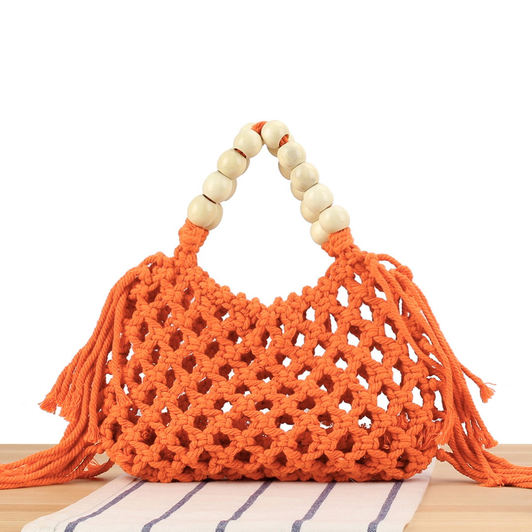 Handmade Macrame Bag with Wooden Handles Stornfield