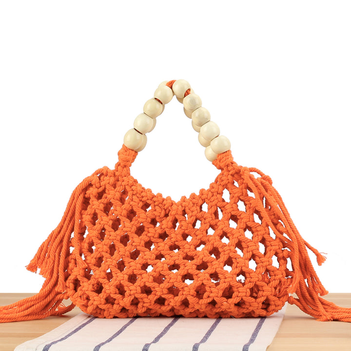 Macrame Handbag with Wooden Handles Stornfield