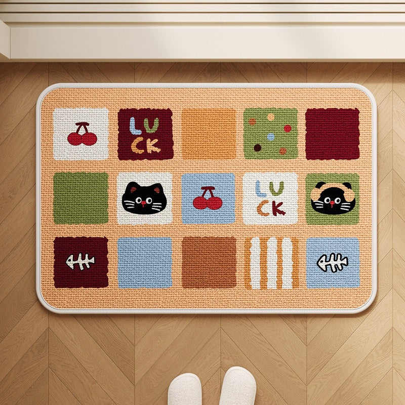 Patchwork Cat-Themed Area Mat