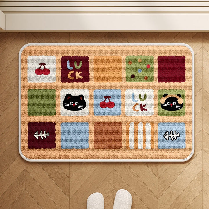 Patchwork Cat-Themed Area Mat