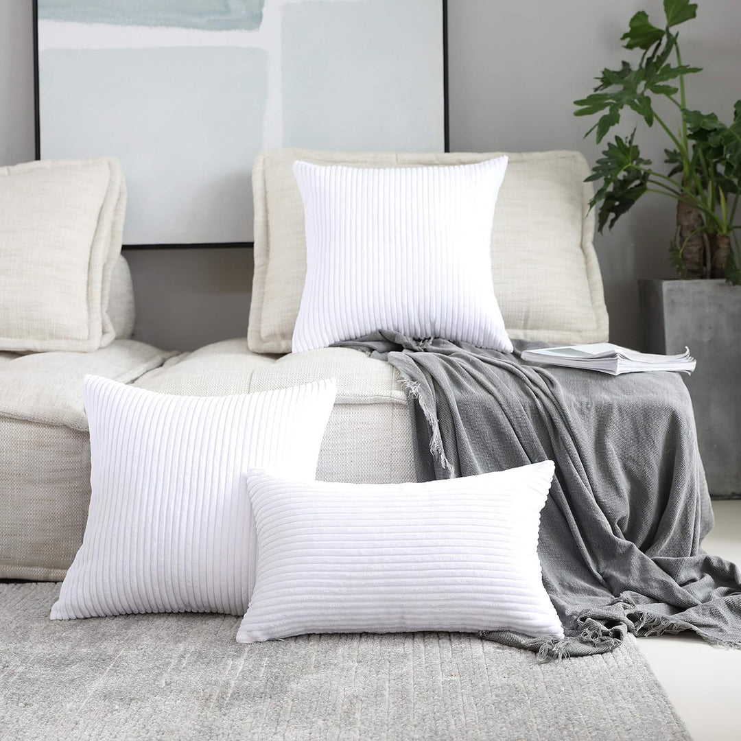 Ribbed Corduroy Textured Throw Pillow Covers