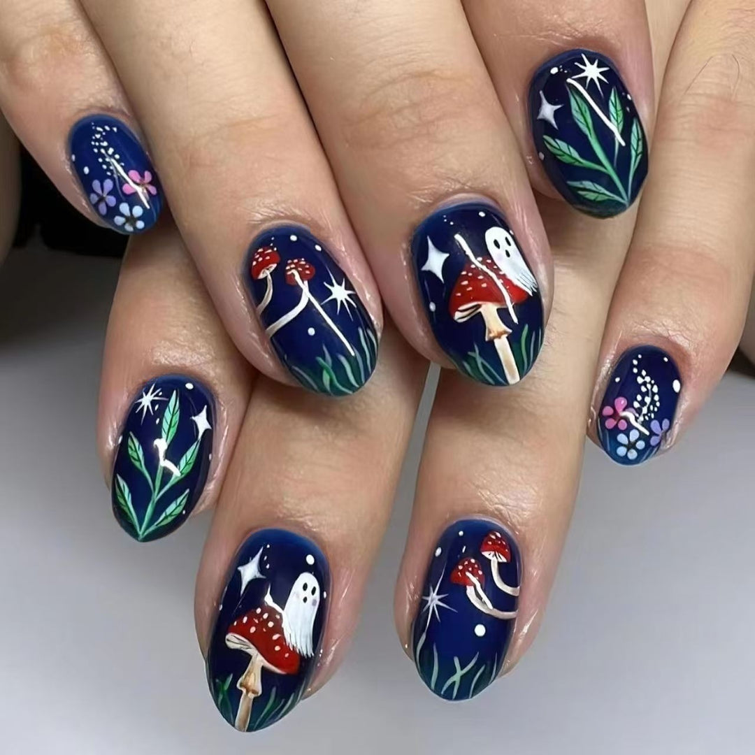 Artistic Nature-Themed Nail Art Stornfield