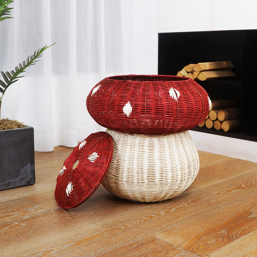 Playful storage stool in mushroom design Stornfield