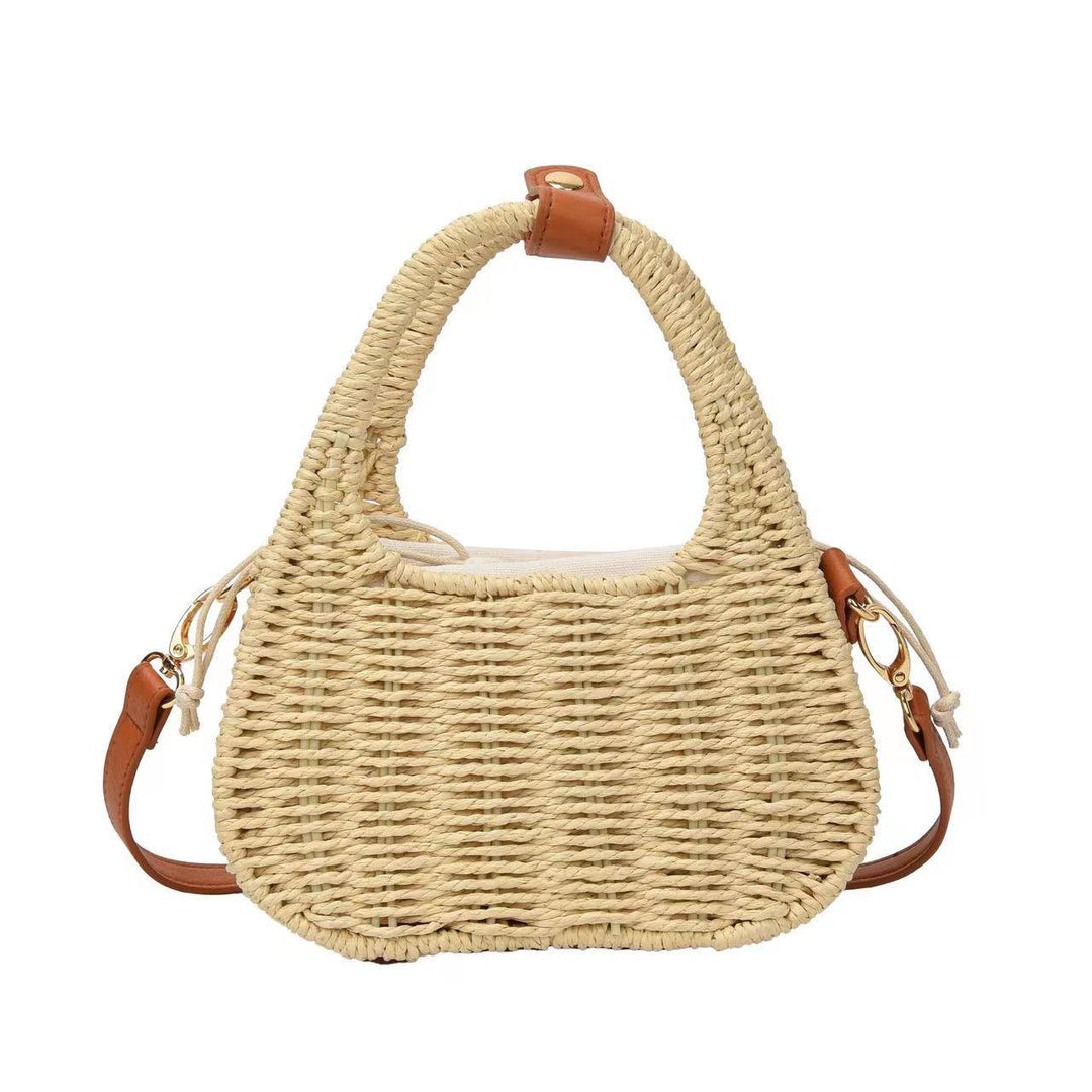 Fashionable wicker handbag with elegant leather detail Stornfield