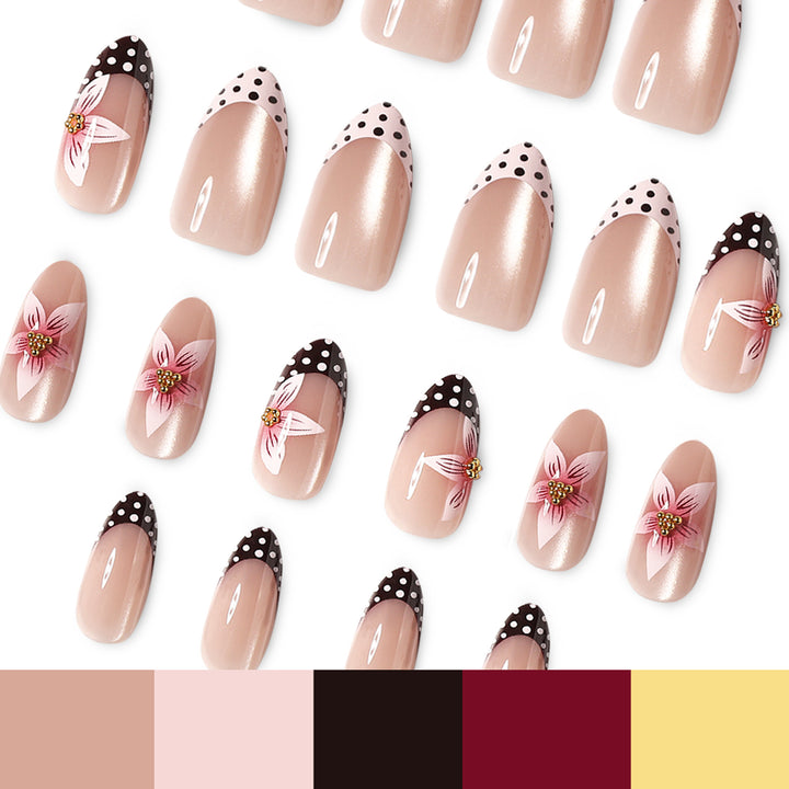 Artful Nail Extensions with Flower and Dot Design Stornfield