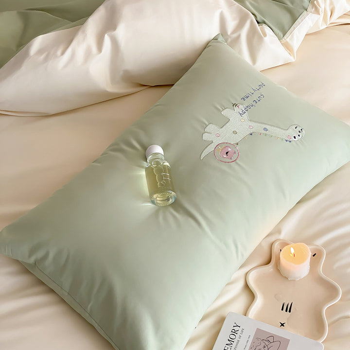 Children's Cotton-Blend Dino Print Duvet Cover Bedding Set