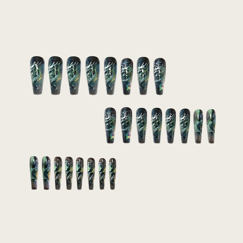 Artificial nails with impressive dragon relief Stornfield