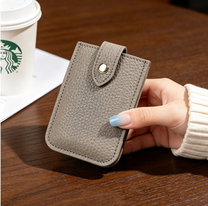 Textured Leather Cardholder with Snap Closure Stornfield