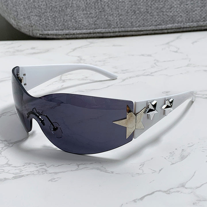 Women's stylish sports sunglasses with half-frame and striking star accents Stornfield