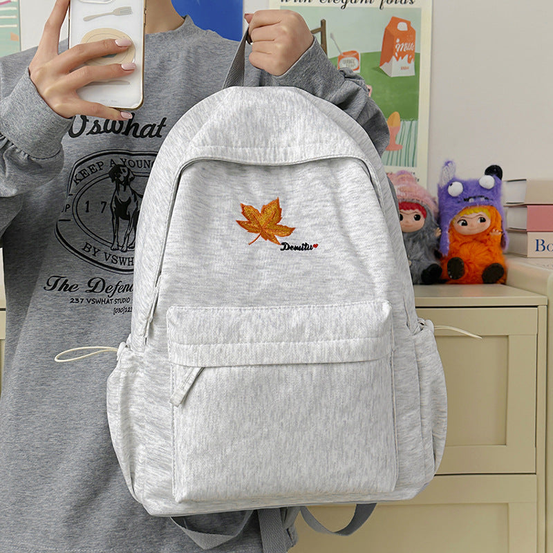 Casual Embroidered Leaf Backpack Stornfield