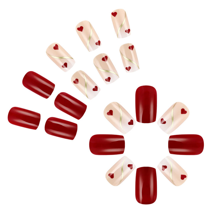 Romantic Heart-Embellished Nail Art Set Stornfield