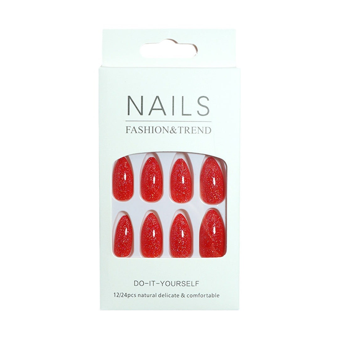 Glossy Glitter Almond-Shaped Press-On Nails Stornfield