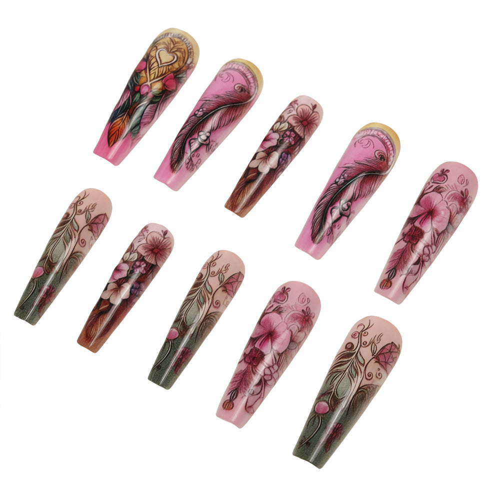 Artificial nails in floral and elegant design Stornfield