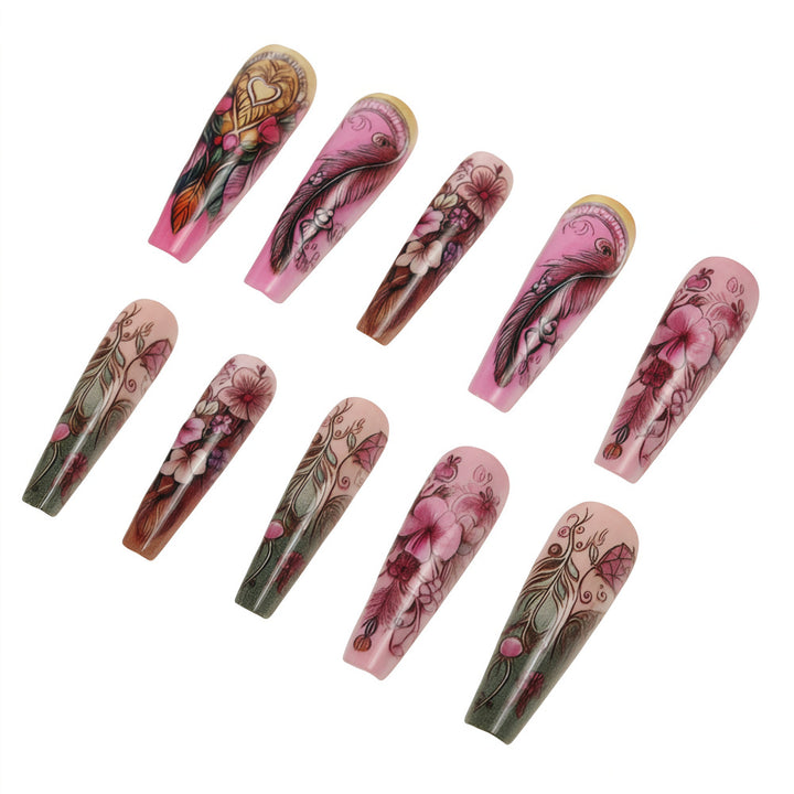 Artificial nails in floral and elegant design Stornfield