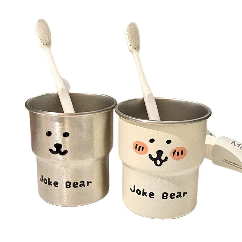 Stainless Steel Drinking Cup with Humorous Bear Motif Stornfield