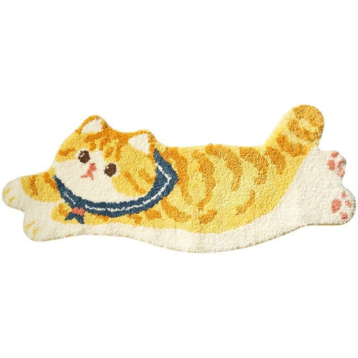 Cartoon Cat-Shaped Plush Bath Mat for Bathroom