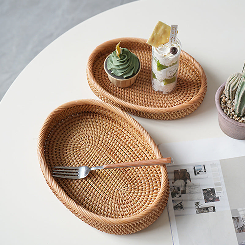 Women's oval decorative basket made of woven natural material Stornfield