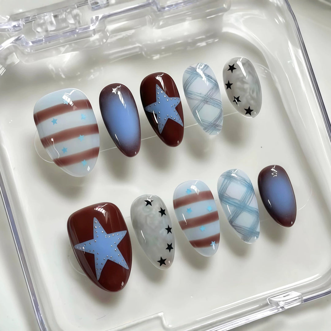 Patriotic Themed Press-On Nail Art Set