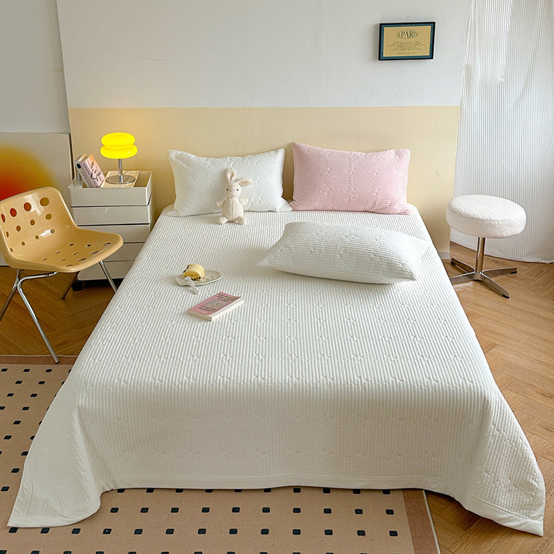 Quilted Lightweight Bedspread Coverlet with Subtle Star-Embossed Texture